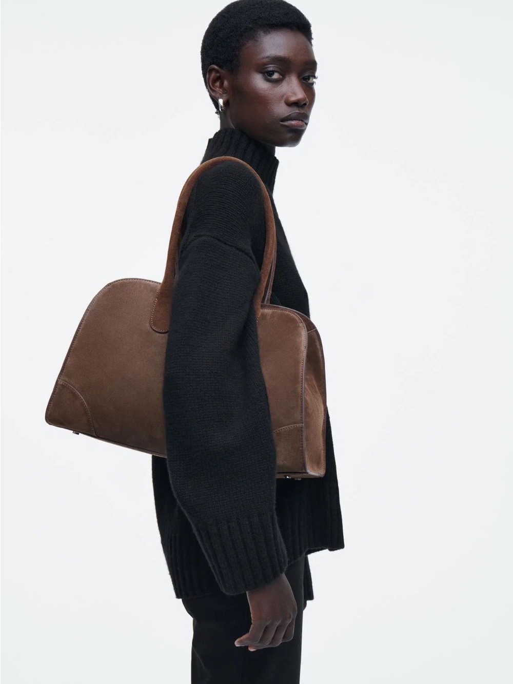 COS Brown Suede Bowling Bag